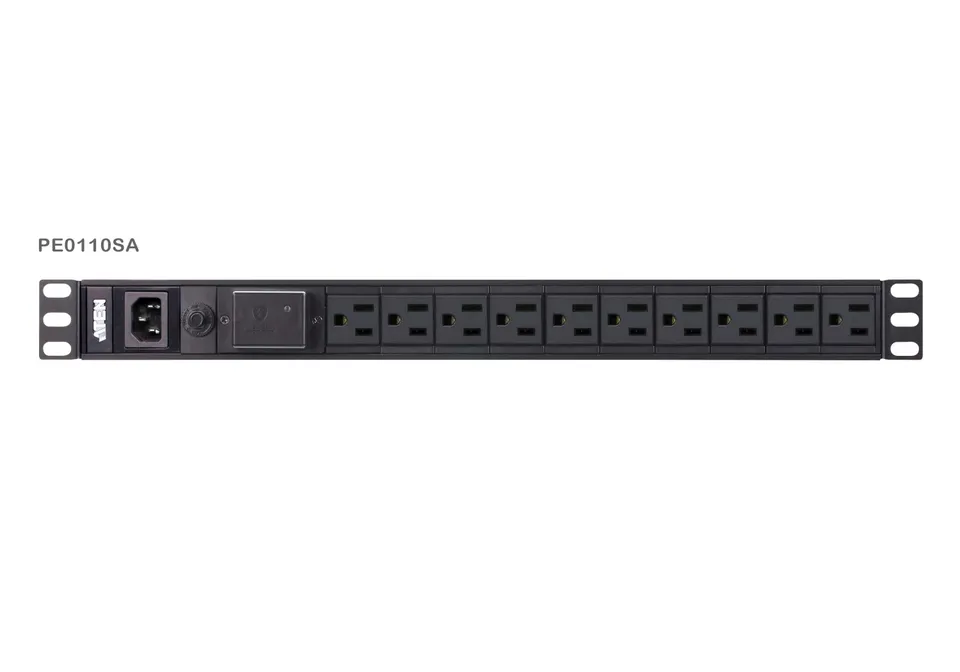 Aten PE0110S Základní 1U PDU s přepěťovou ochranou 10A vstup C14 výstup 10x C13
