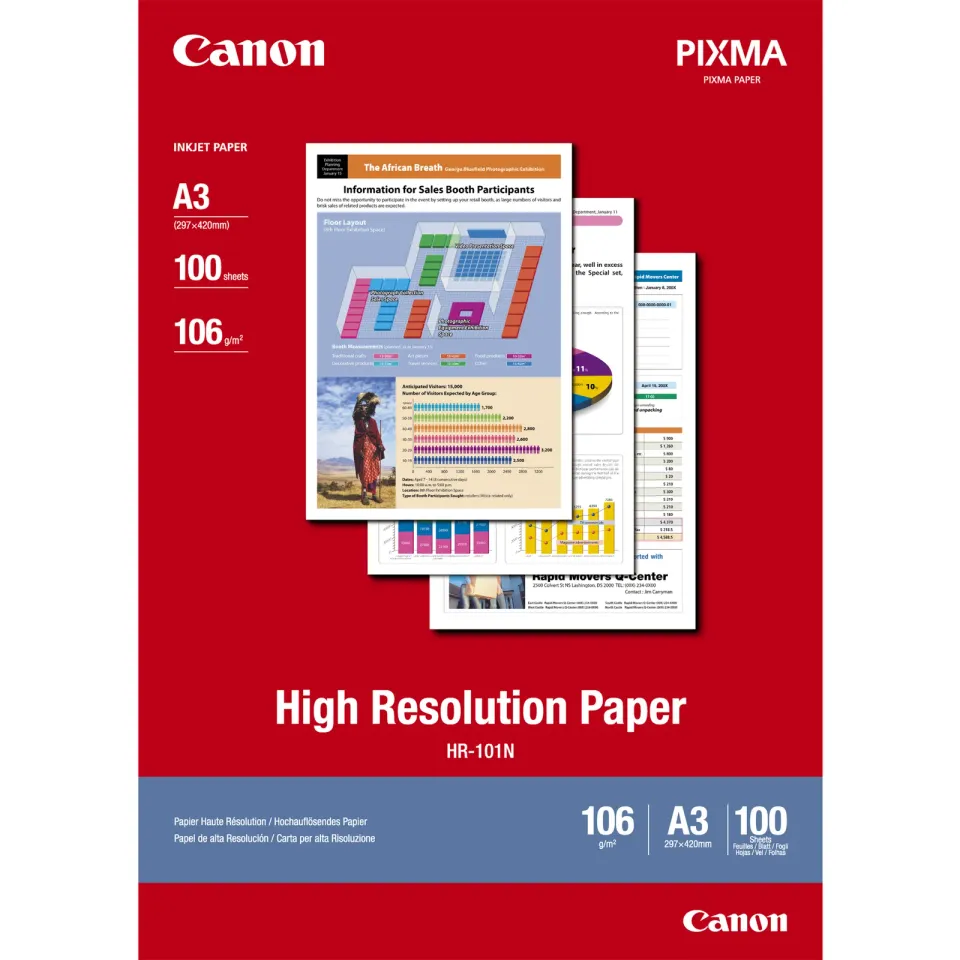 Canon fotopapír HR-101 - A3 - 106g/m2 - 100 listů - matný