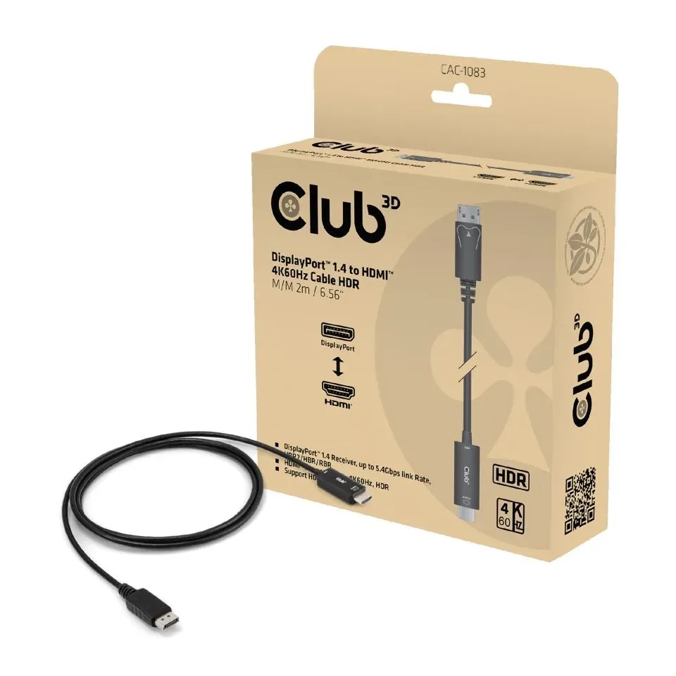 Club3D Adaptér aktivní DisplayPort 1.4 na HDMI HDR (M/M), 2m