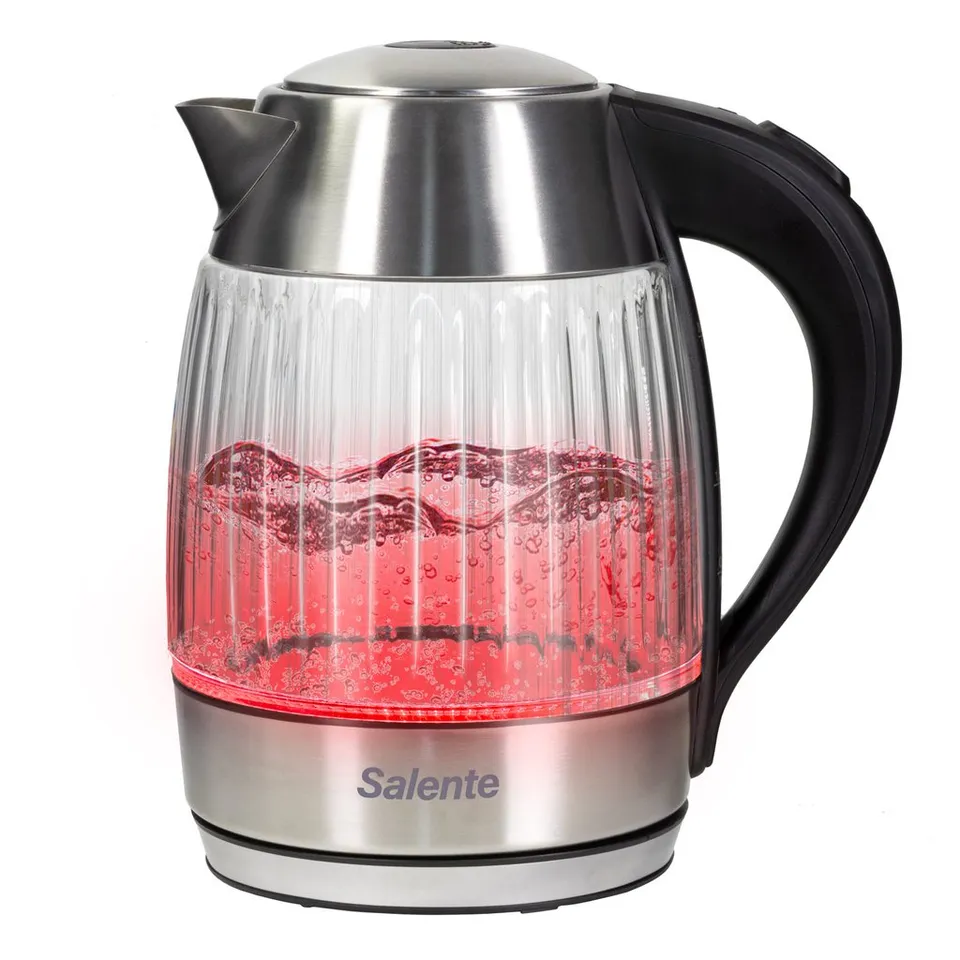 Salente StripeGlass, rychlovarná konvice 1,8 l, nerez/skleněná, červené podsvíce