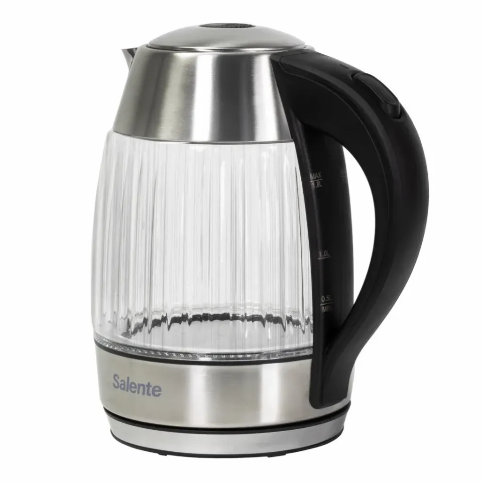 Salente StripeGlass, rychlovarná konvice 1,8 l, nerez/skleněná, červené podsvíce