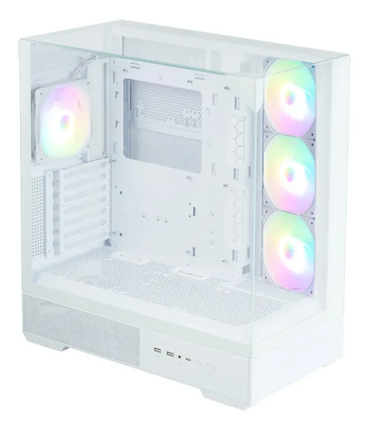 Zalman skříň P40 Prism Plus / midT / 4x120mm ARGB fan / 2xUSB 3.0 / USB-C / panoramatická / bílá
