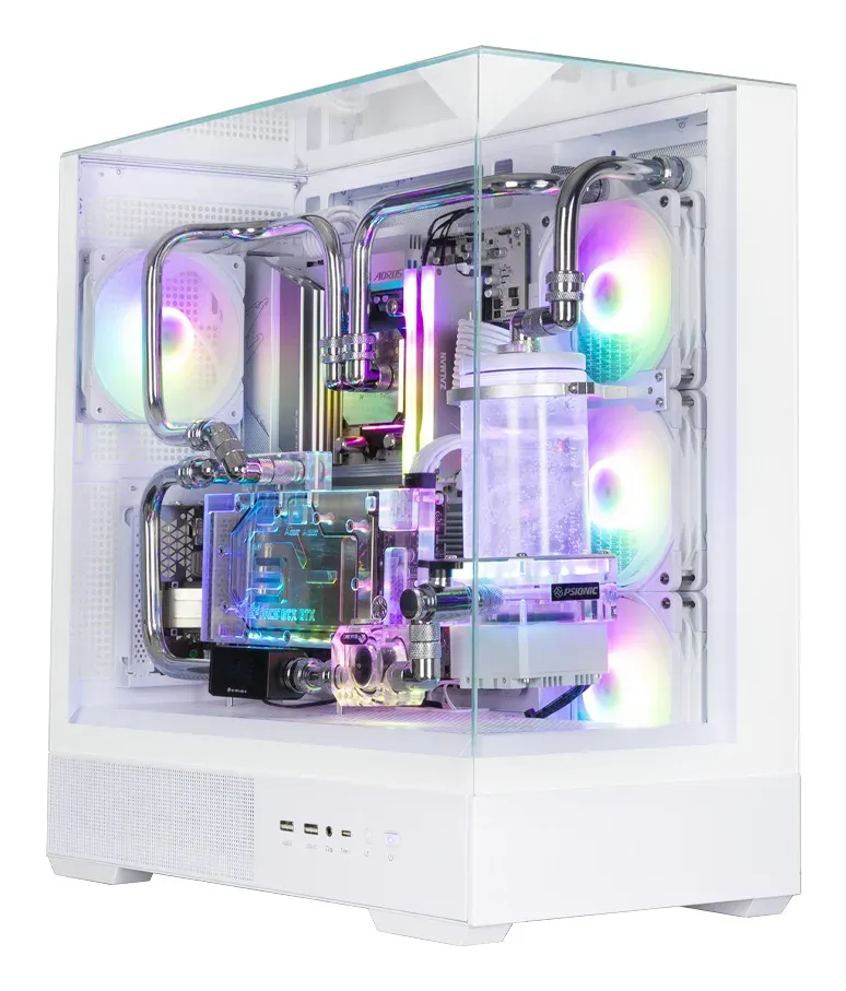 Zalman skříň P40 Prism Plus / midT / 4x120mm ARGB fan / 2xUSB 3.0 / USB-C / panoramatická / bílá