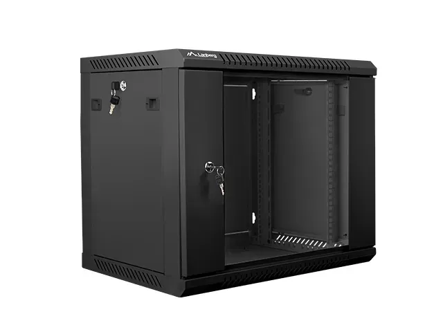 Nástěnný rack 19'' 9U 600X450mm černý flat pack
