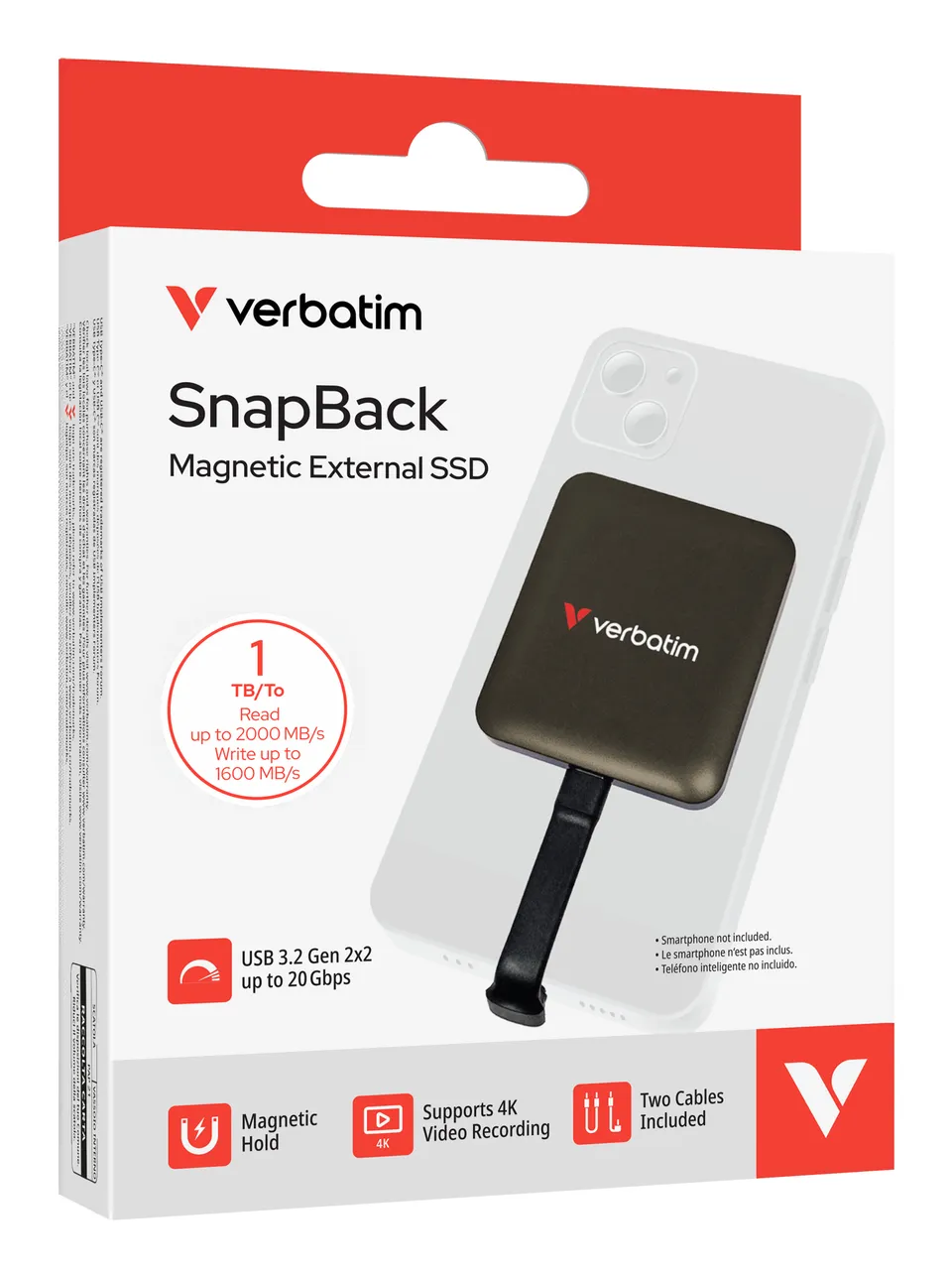 VERBATIM SnapBack SSD 1TB,USB-C, moka metalíza