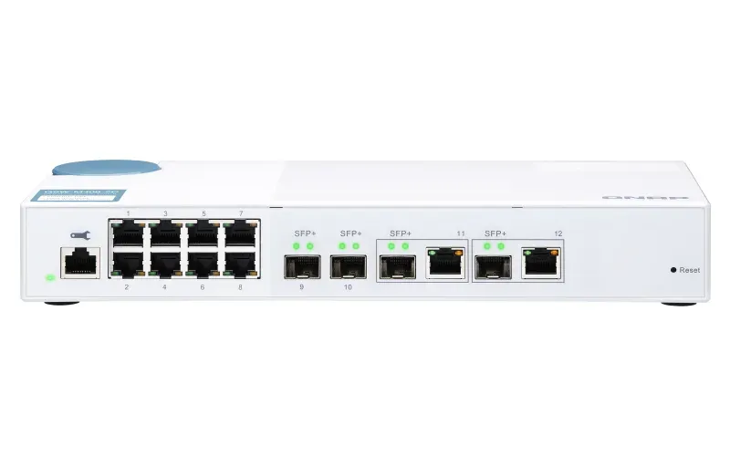 QNAP řízený switch QSW-M408-2C (12portů: 8x Gigabit port + 4x 10G SFP+ /2x 10GbE kombo porty)