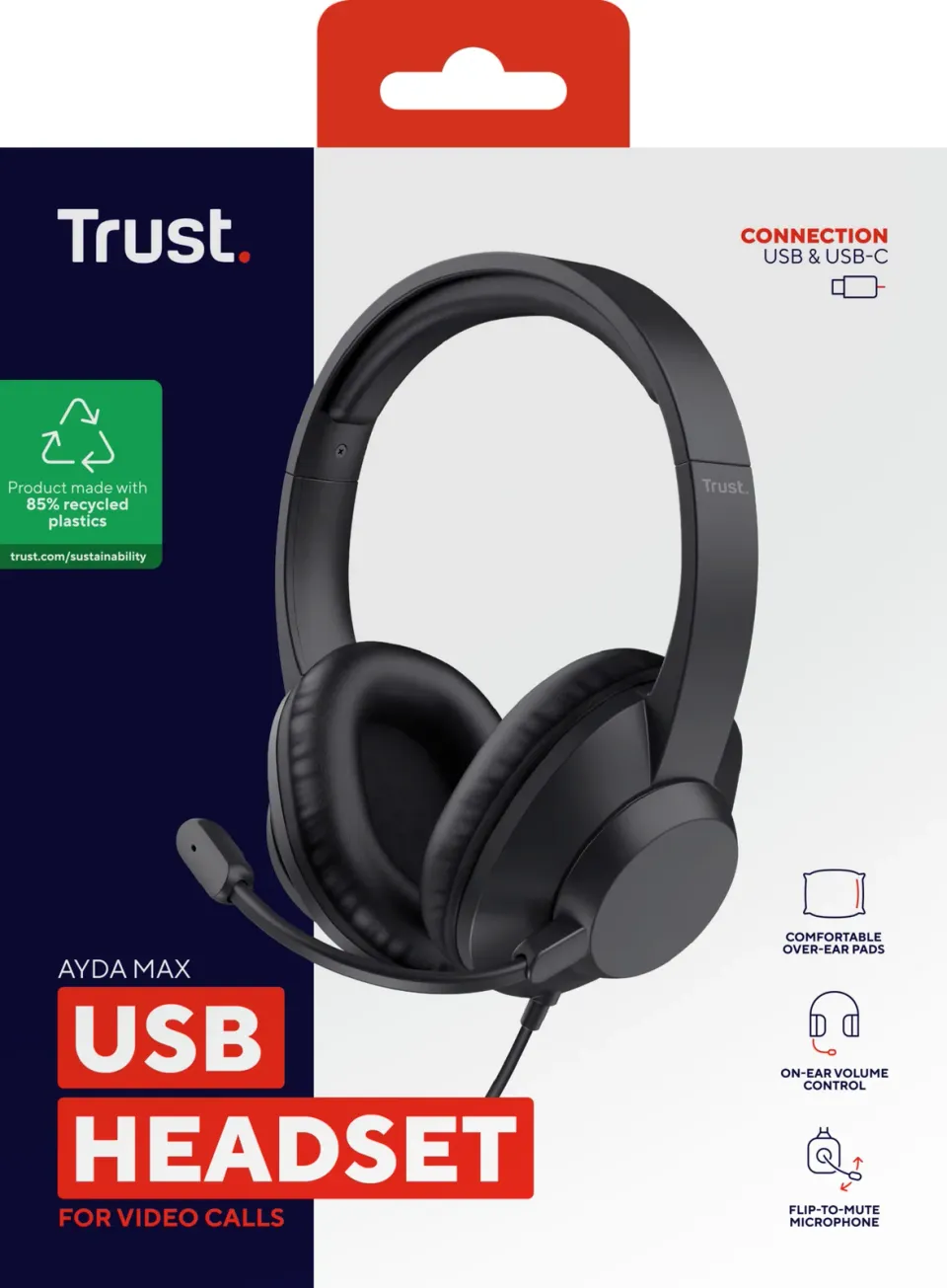 Trust Ayda Max/USB-A/C/Černá