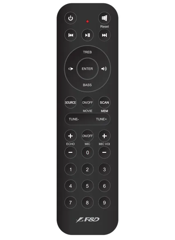FENDA F&D repro T-88X/ 2.0/ 300W/ černé/ dřevěné/ BT4.2/ FM rádio/ USB/ optický vstup/ dálkové ovládání/ Karaoke
