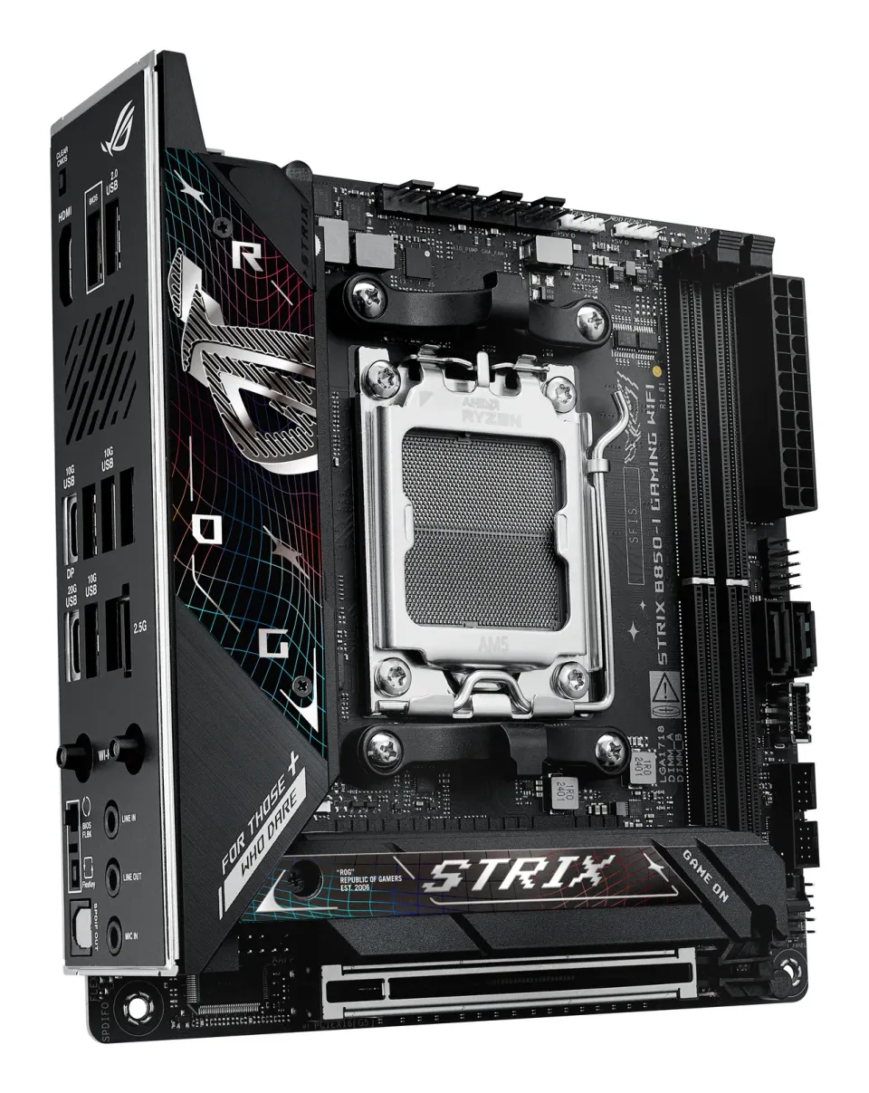 ASUS MB Sc AM5 ROG STRIX B850-I GAMING WIFI, AMD B850, 2xDDR5, 1xUSB4, 1xHDMI, WiFi, Mini-ITX