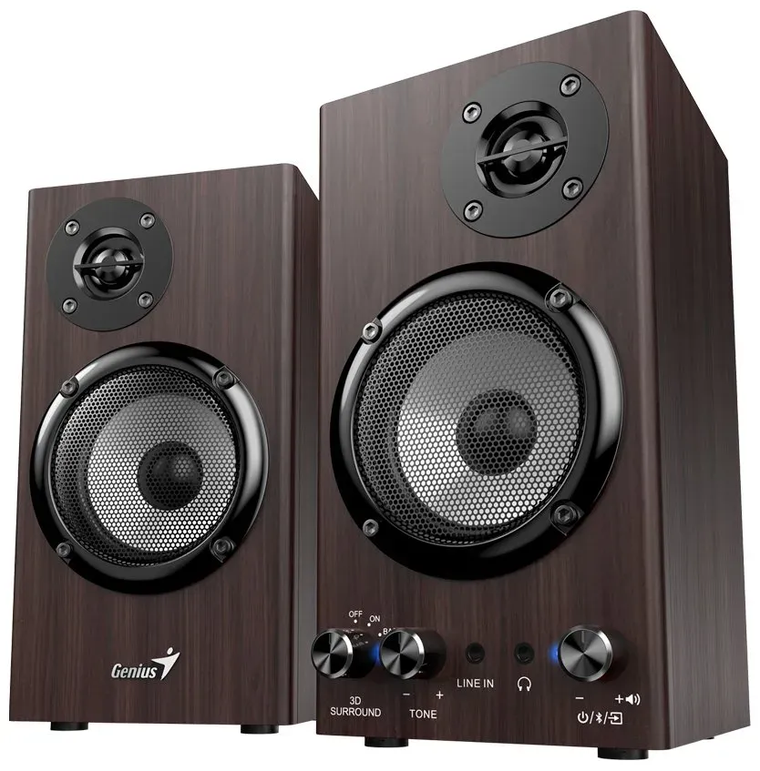 GENIUS Reproduktor SP-HF520BT, BT, 3.5mm jack, 20W, tmavé dřevo