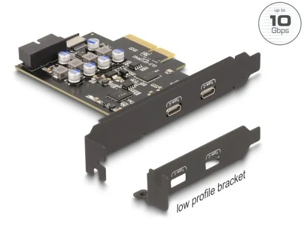 Delock Karta PCI Express x4 na 2 x externí USB Type-C, 1 x interní USB 10 Gbps T