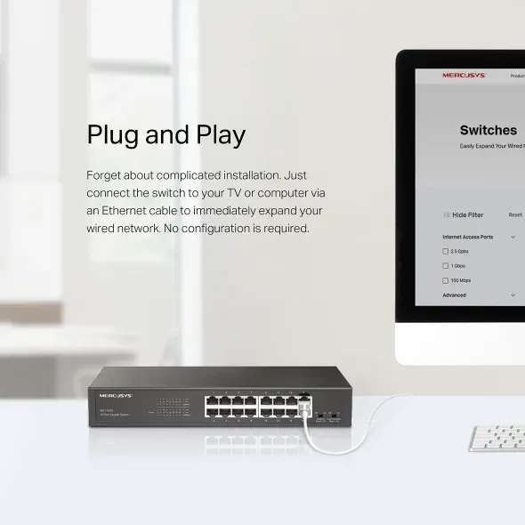 Mercusys MS116GS - 16portový gigabitový stolní/stojanový switch