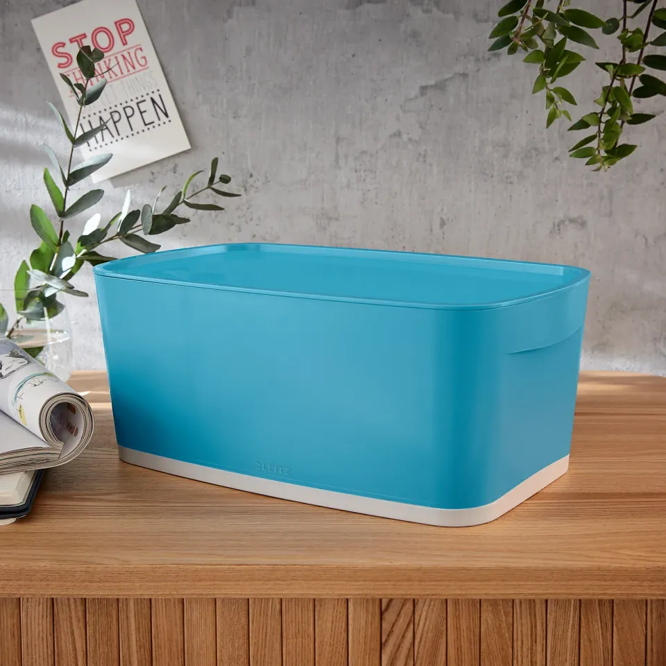 LEITZ Úložný box s víkem MyBox Cosy, velikost S, klidná modrá