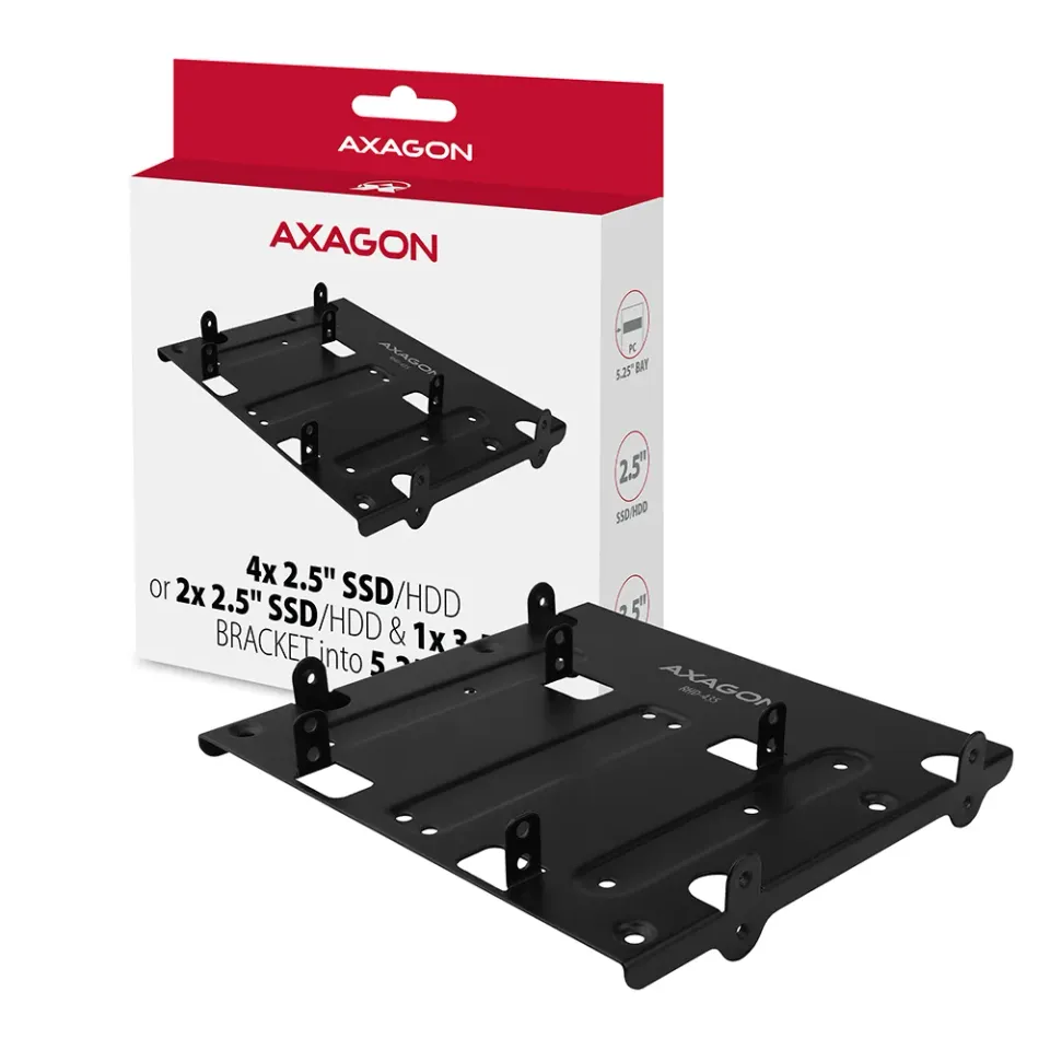AXAGON RHD-435, kovový rámeček pro 4x 2.5" nebo 2x 2.5" HDD/SSD a 1x 3.5" HDD d