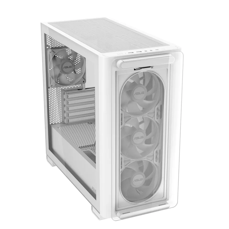 ASUS case A23 PLUS TG ARGB, Mini Tower, průhledná bočnice, 4x120mm ARGB Fan, bílá