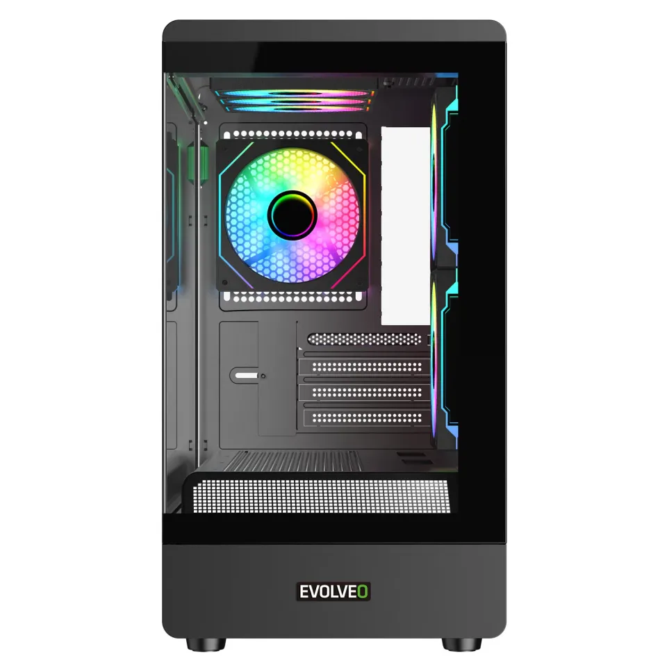 EVOLVEO Ursus, skříň mATX, 6x ARGB ventilátor 120mm, skleněná bočnice + přední p