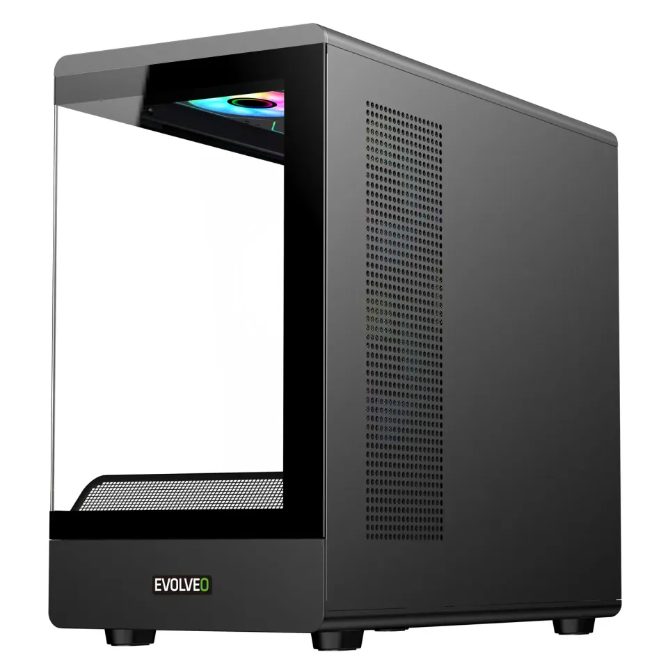 EVOLVEO Ursus, skříň mATX, 6x ARGB ventilátor 120mm, skleněná bočnice + přední p