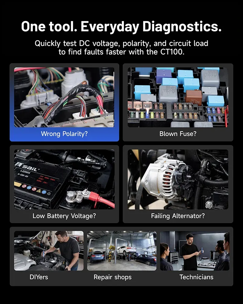 TOPDON Tester automobilových elektrických obvodů CT100/12V, 24V, 36V/měření 3,3-65VDC/max 1,2A