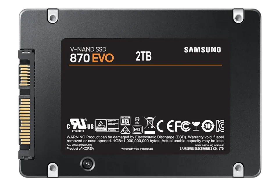 SAMSUNG 870 EVO 2TB SSD 2.5in 7mm SATA3 6GB/s V-NAND 3bit MLC (čtení max. 560MB/s, zápis max. 530MB/s, záruka omezena na 1200 TBW)