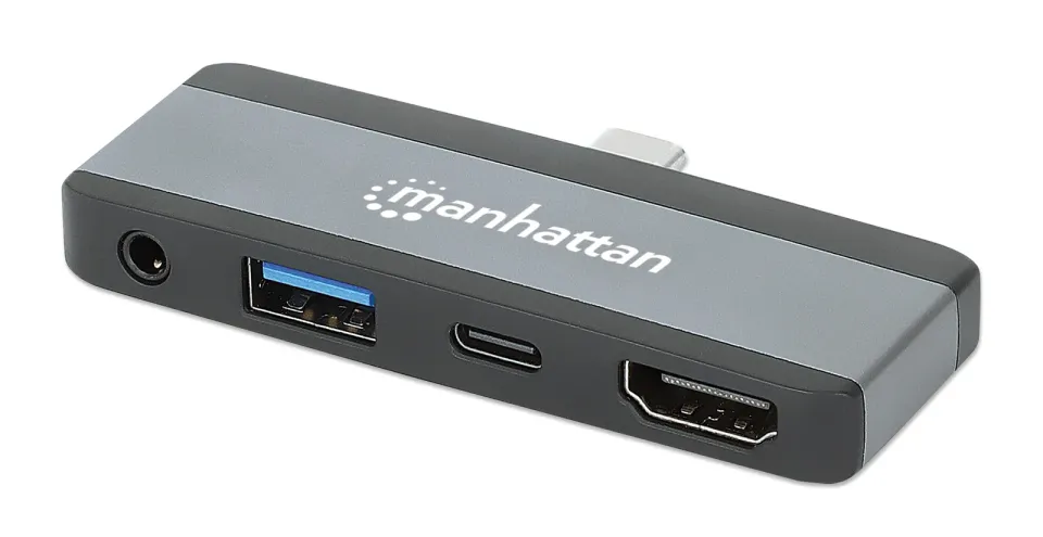 MANHATTAN Dokovací stanice USB-C 4v1, 1xHDMI, 1xUSB-C, 1xUSB, 1x3.5mm, šedá