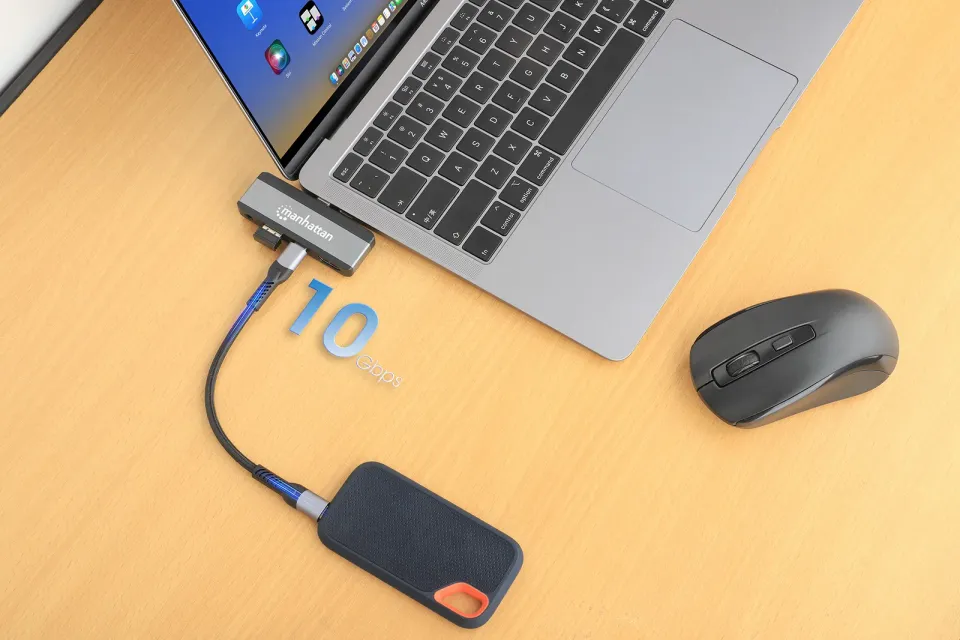 MANHATTAN Dokovací stanice USB-C 4v1, 1xHDMI, 1xUSB-C, 1xUSB, 1x3.5mm, šedá