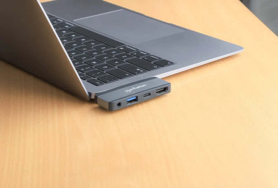 MANHATTAN Dokovací stanice USB-C 4v1, 1xHDMI, 1xUSB-C, 1xUSB, 1x3.5mm, šedá
