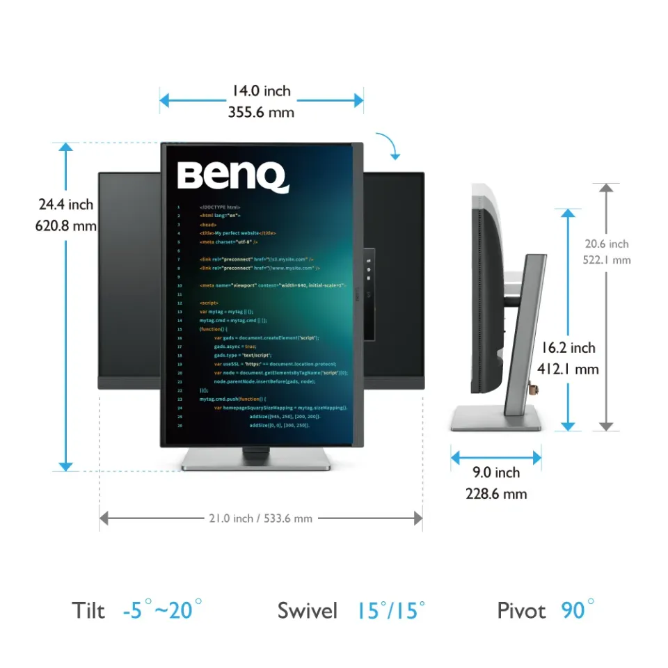 BenQ LCD LED RD240Q 24,1" IPS/2560x1600/5ms/DP/HDMI/2xUSB-C/3xUSB 3.0/pivot/95%