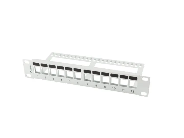PATCH PANEL 12 PORTŮ 1U S ORGANIZÉREM PRO KEYSTONE MODULY ŠEDÝ LANBERG