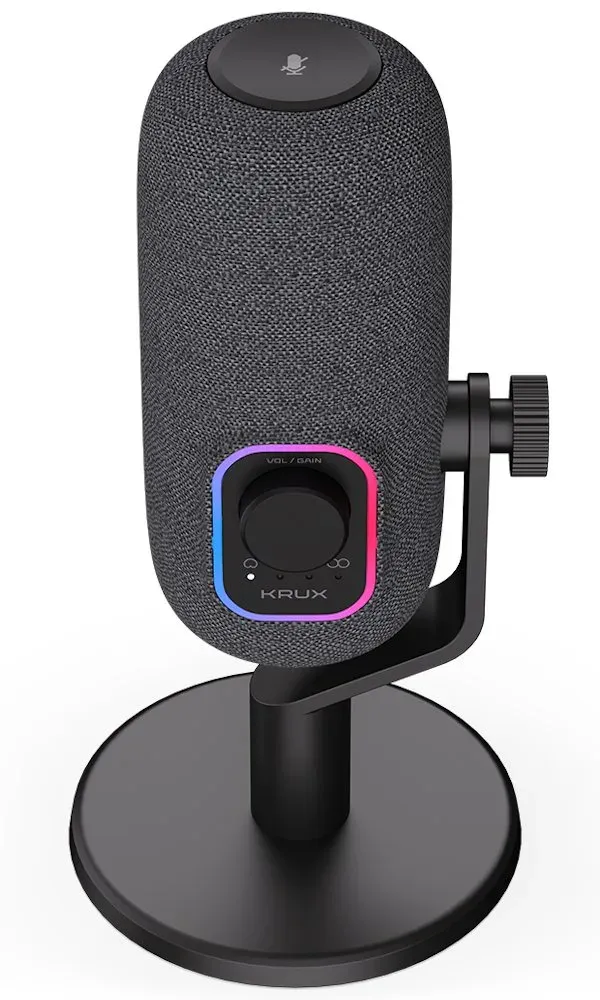 Krux mikrofon Empy / stolní mikrofon / RGB / 4 směrové charakteristiky / 3,5mm jack / USB-C / černý
