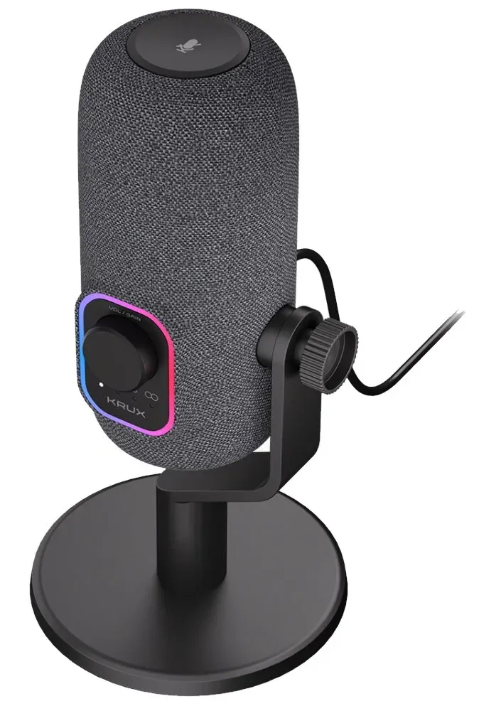 Krux mikrofon Empy / stolní mikrofon / RGB / 4 směrové charakteristiky / 3,5mm jack / USB-C / černý