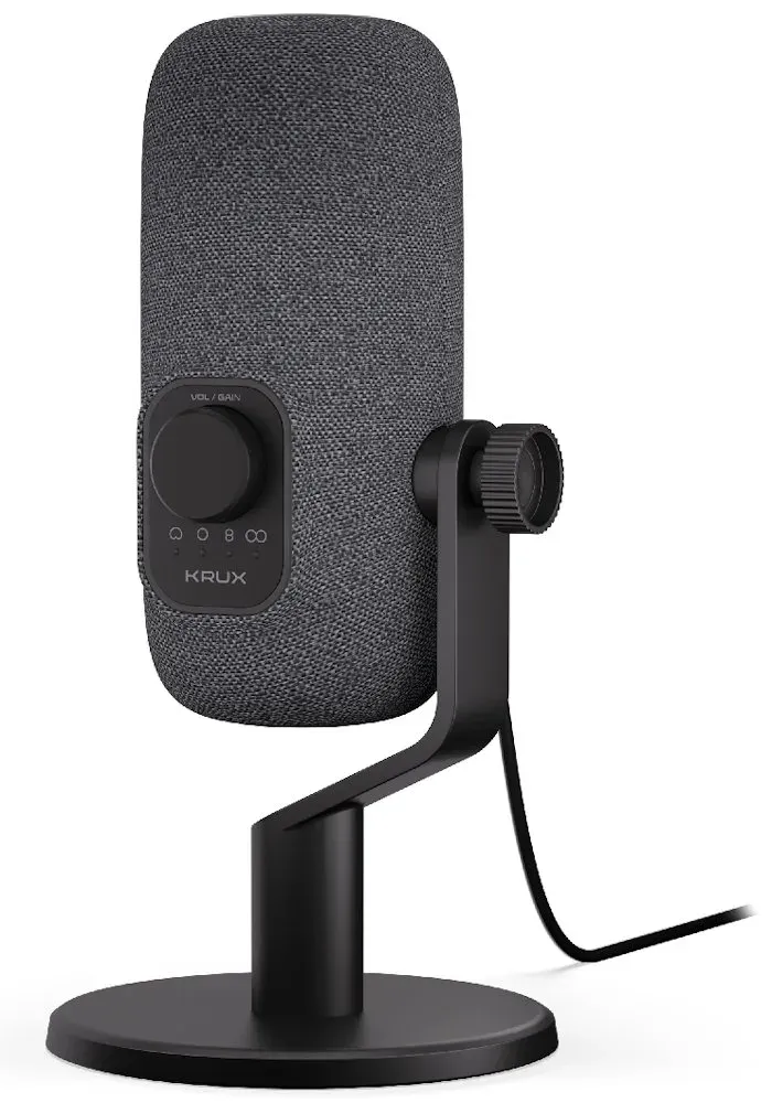 Krux mikrofon Empy / stolní mikrofon / RGB / 4 směrové charakteristiky / 3,5mm jack / USB-C / černý