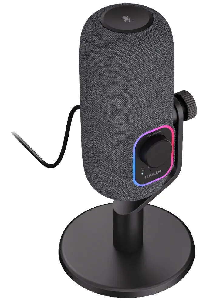 Krux mikrofon Empy / stolní mikrofon / RGB / 4 směrové charakteristiky / 3,5mm jack / USB-C / černý