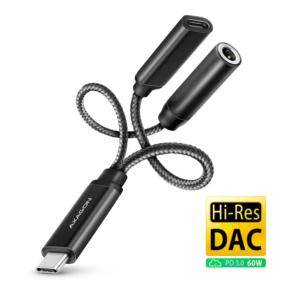 AXAGON ADA-HCPD, USB-C na 3.5mm jack - Hi-Res DAC audio adaptér, 384kHz/32bit, s