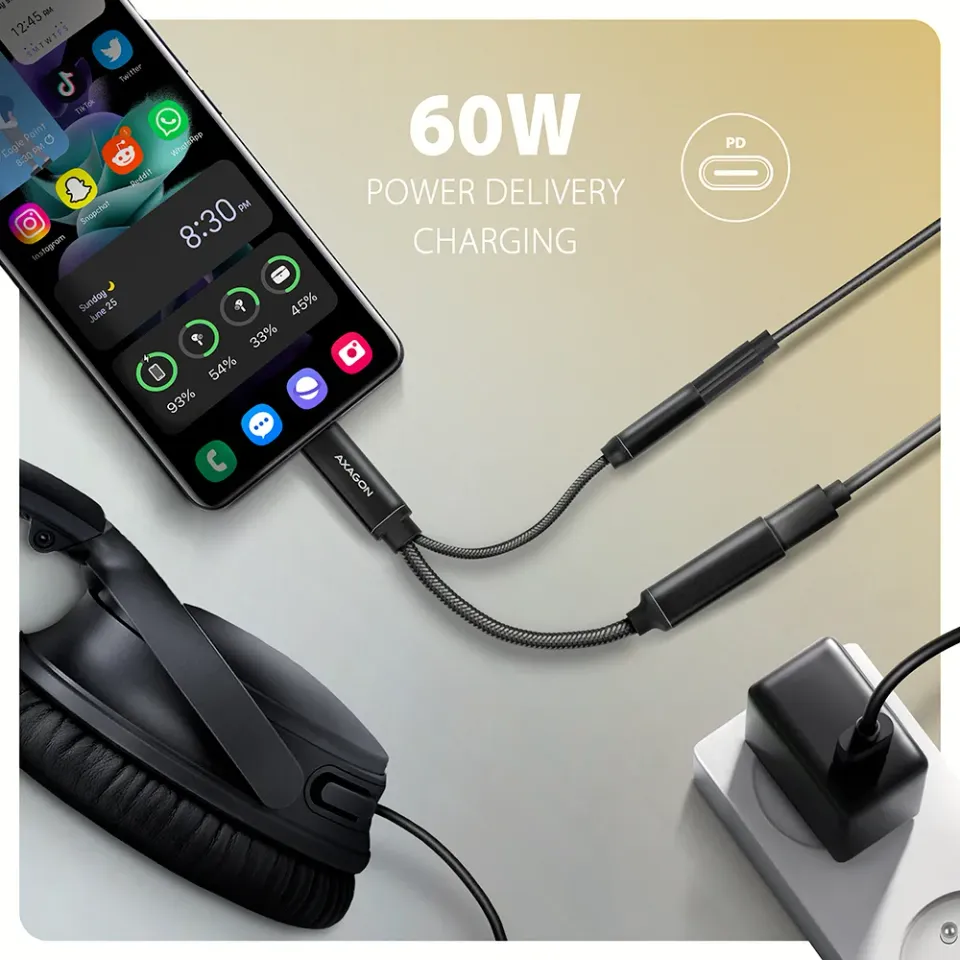 AXAGON ADA-HCPD, USB-C na 3.5mm jack - Hi-Res DAC audio adaptér, 384kHz/32bit, s