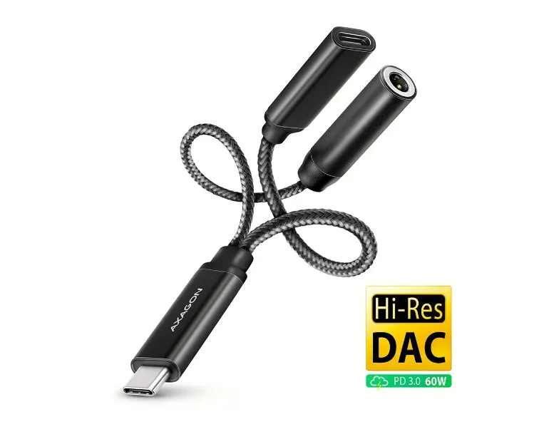 AXAGON ADA-HCPD, USB-C na 3.5mm jack - Hi-Res DAC audio adaptér, 384kHz/32bit, s