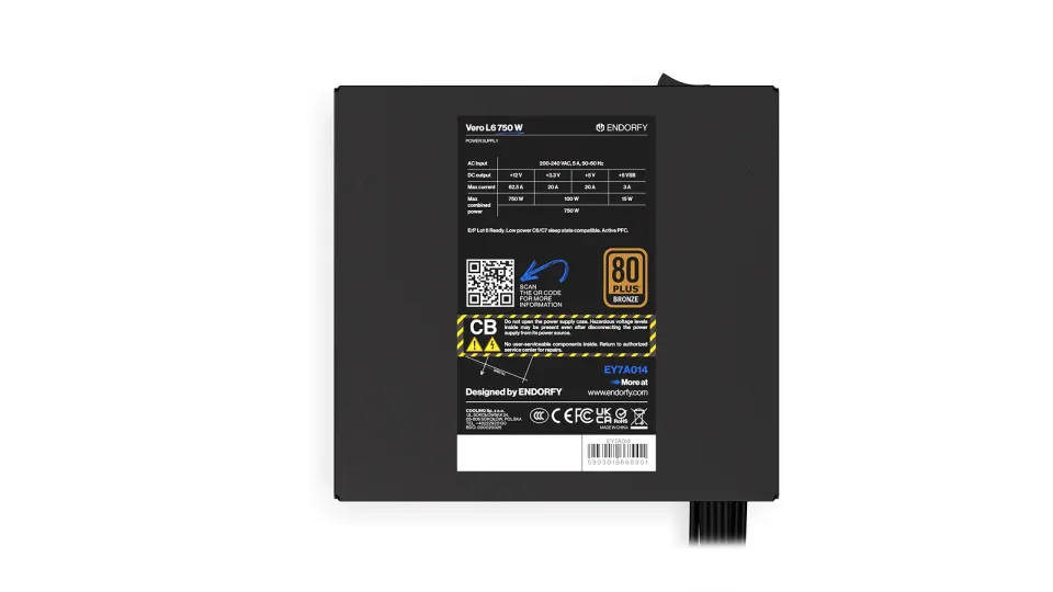 Endorfy Vero L6 Bronze, Zdroj, ATX 3.1, 750W, aktivní PFC, 120mm ventilátor, PCI