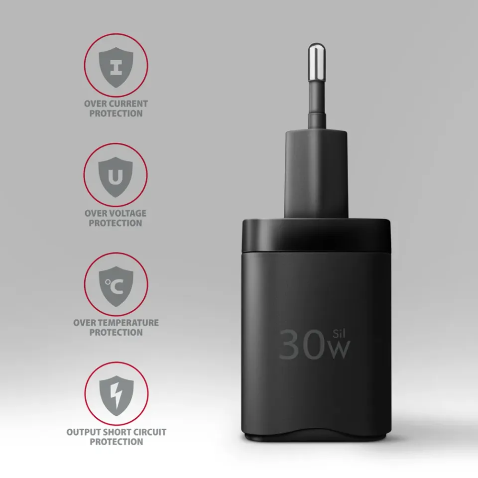 AXAGON ACU-PQ30 Sil nabíječka do sítě 30W, 2x port (USB-A + USB-C), PD3.0/PPS/QC