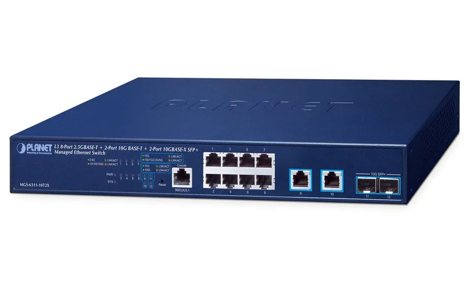 Planet MGS-6311-10T2X L3 switch, 8x2,5Gb, 2x10Gb, 2x10Gb SFP+