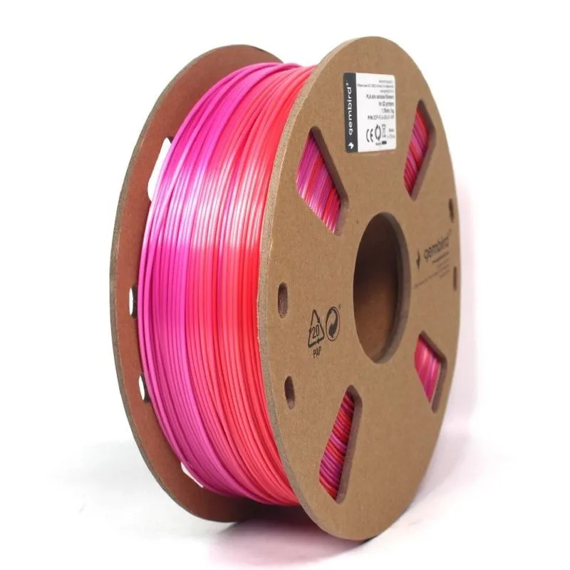 Gembird tisková struna (filament), PLA, 1,75mm, 1kg, silk rainbow, červená/fialo