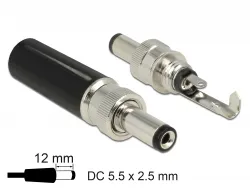 Delock Konektor DC 5,5 x 2,5 mm s délkou 12,0 mm samec