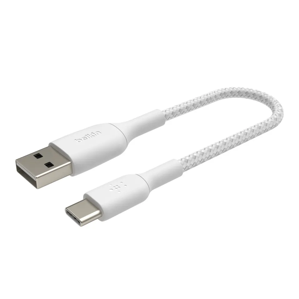 Belkin BOOST CHARGE USB-C/USB-A kabel, 15cm, bílý - odolný