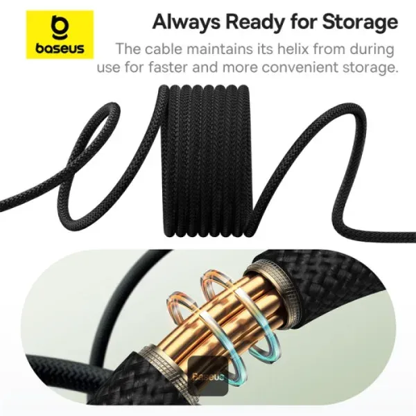 Baseus datový magnetický kabel Tungsten Gold USB-C/USB-C 1m 100W černý