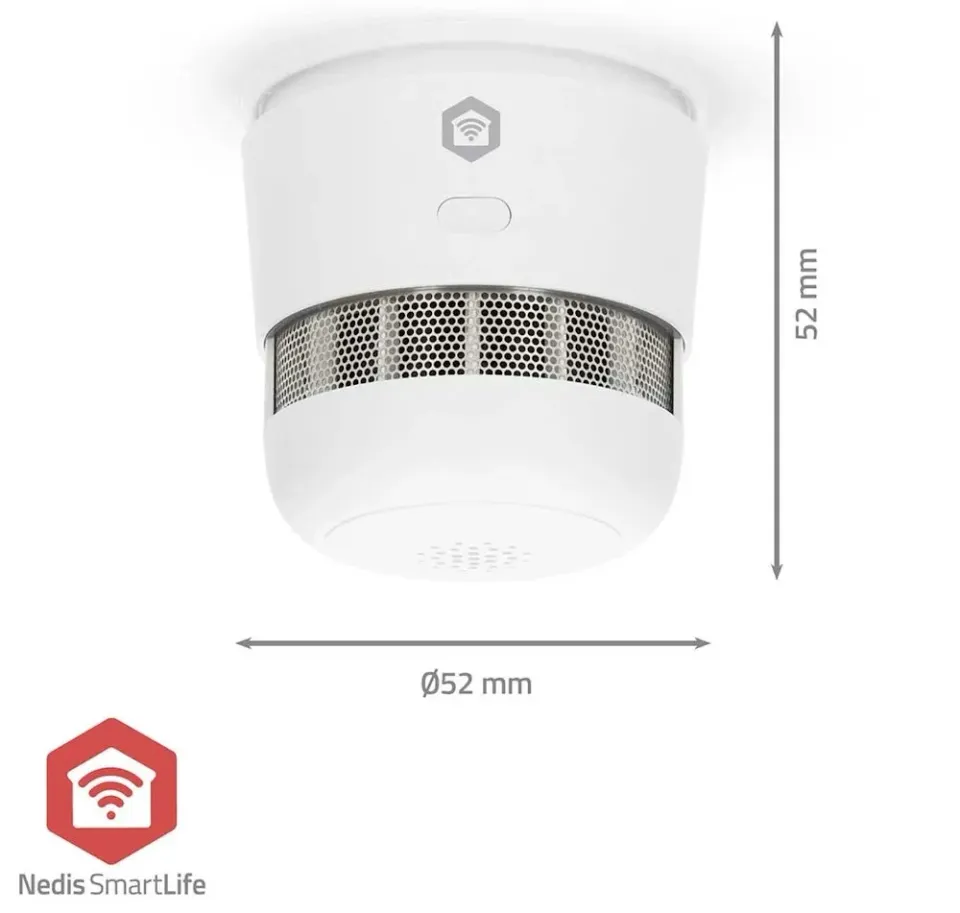NEDIS chytrý detektor kouře/ Zigbee 3.0/ napájení z baterie/ životnost 10 let/ EN 14604/ Android & iOS/ 85 dB/ bílý