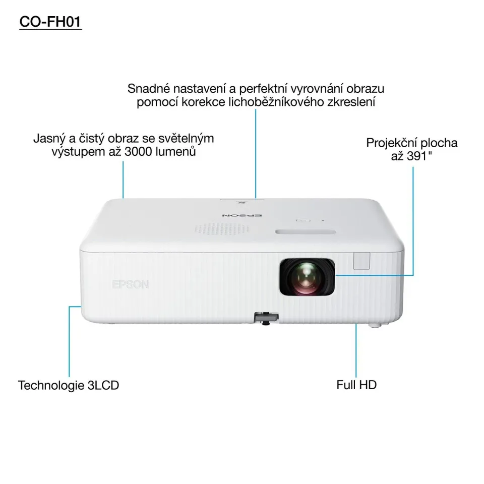 EPSON 3LCD/3chip projektor CO-FH01 1920x1080 FHD/3000 ANSI/HDMI/5W Repro/