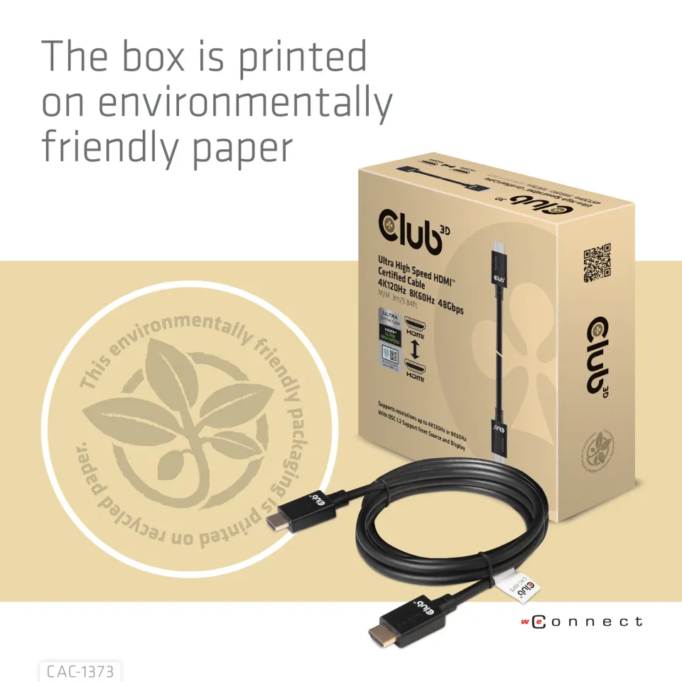 Club3D Kabel Ultra Rychlý HDMI™ Certifikovaný, 4K 120Hz, 8K60Hz, 48Gbps M/M, 3m, 28 AWG