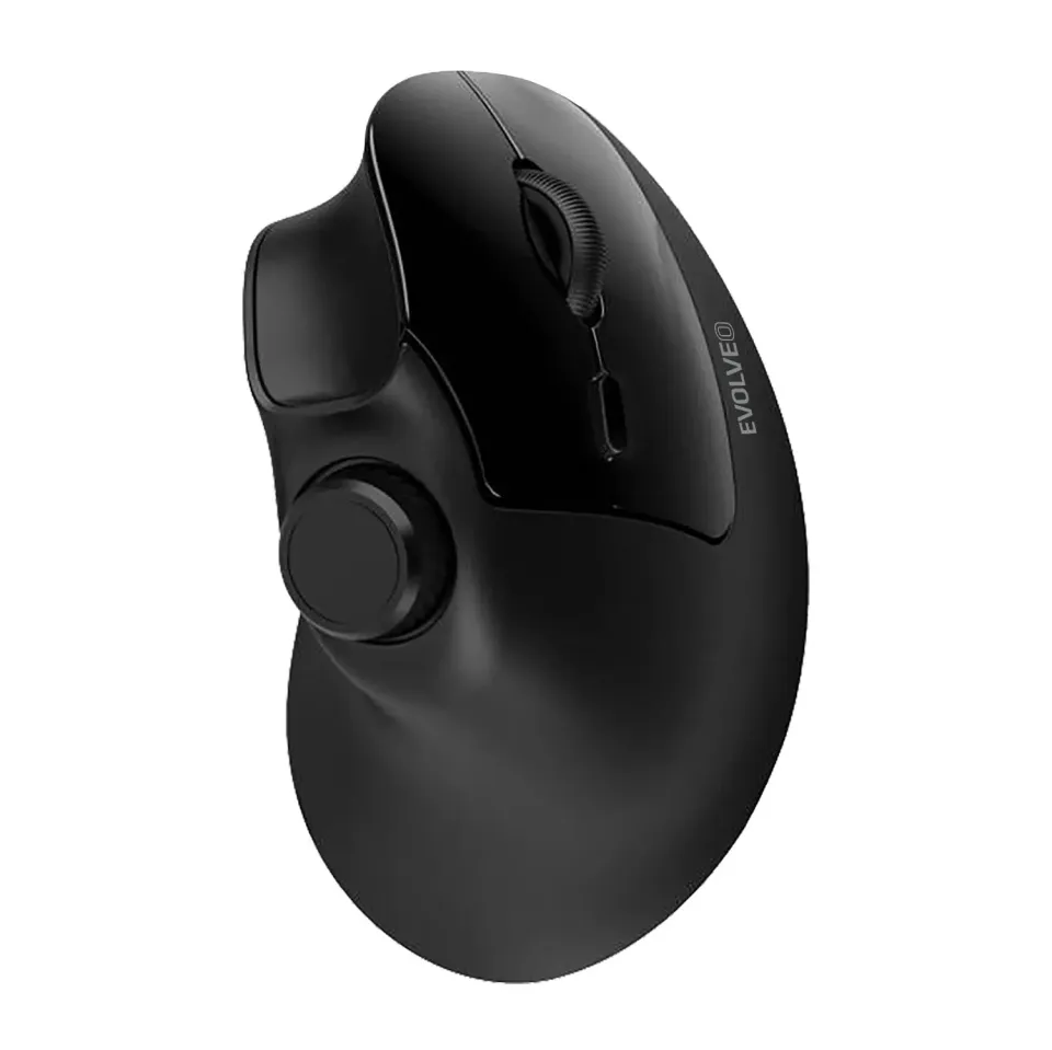 EVOLVEO TwinVerti, bezdrátová vertikální ergonomická myš, podsvícená,tichá, 2.4G