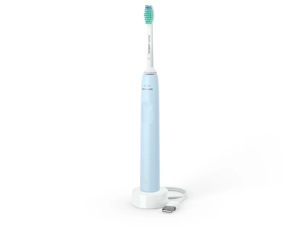 Philips Sonicare 2100 HX3651/12 sonický zubní kartáček, světle modrý, SmarTimer, QuadPacer, 14denní výdrž