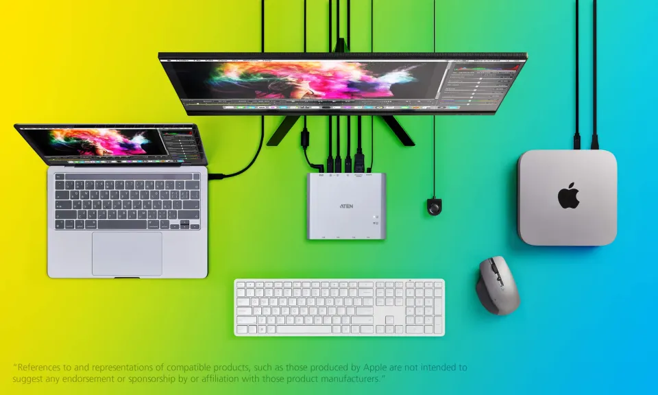Aten US3311-AT-G 2-portový 4K DisplayPort USB-C Dokovací přepínač KVM s PD pass-