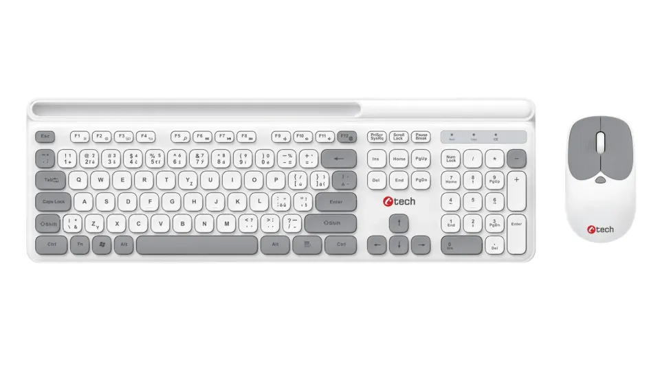 C-TECH WLKMC-05W Quallis, bezdrátový set klávesnice s myší,odkládací prostor,USB