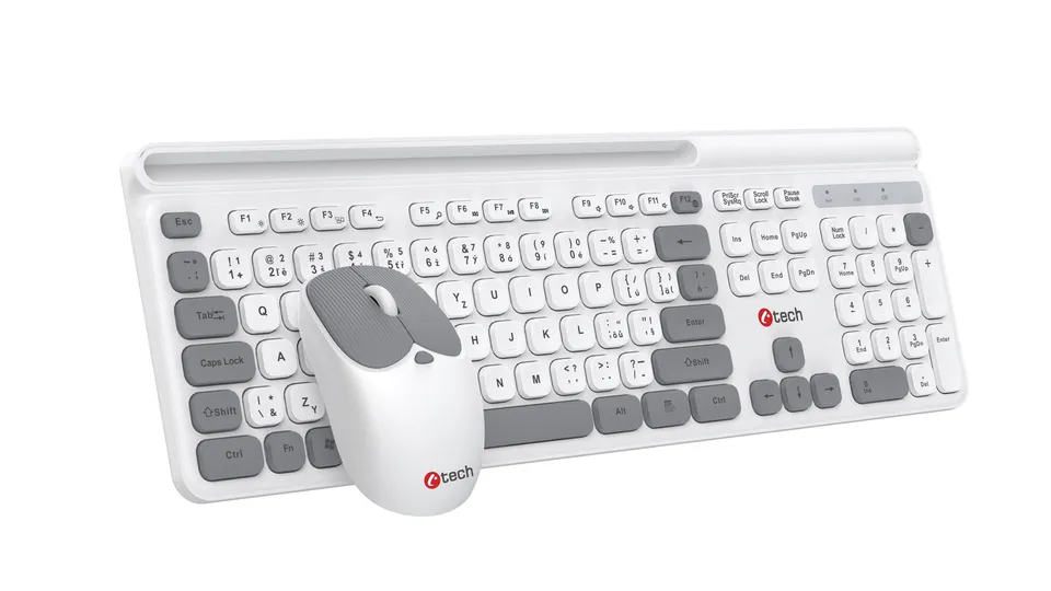 C-TECH WLKMC-05W Quallis, bezdrátový set klávesnice s myší,odkládací prostor,USB
